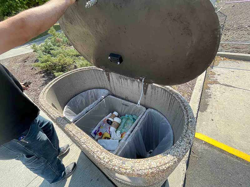 A smart sensor in a campus trash can