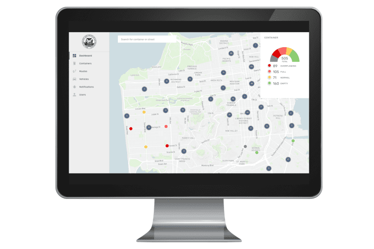 A smart waste management platform depicting fill level data