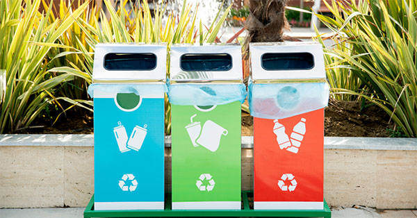 Recycling bins for metal, packaging, and plastic