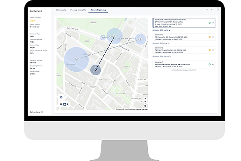 The Asset Tracking feature of the Nordsense solution