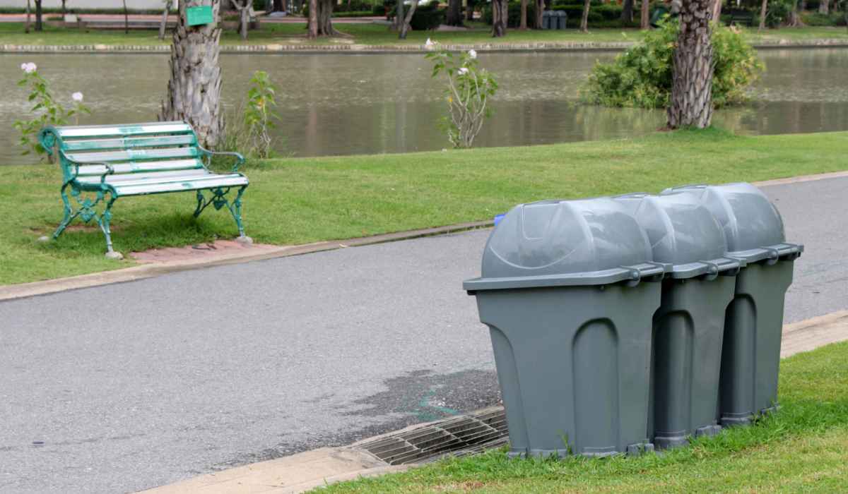 Public trash cans are often moved around