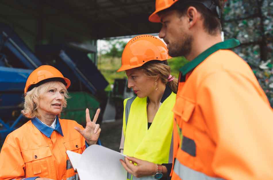 Waste collectors conducting an audit